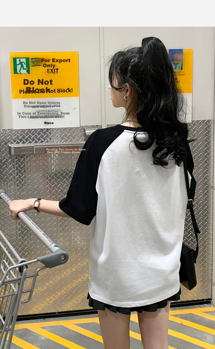 TonLion 2025 Women's Crew Neck Raglan Sleeve Letter Print Short Sleeve T-Shirt WP Charcoal Gray M 6