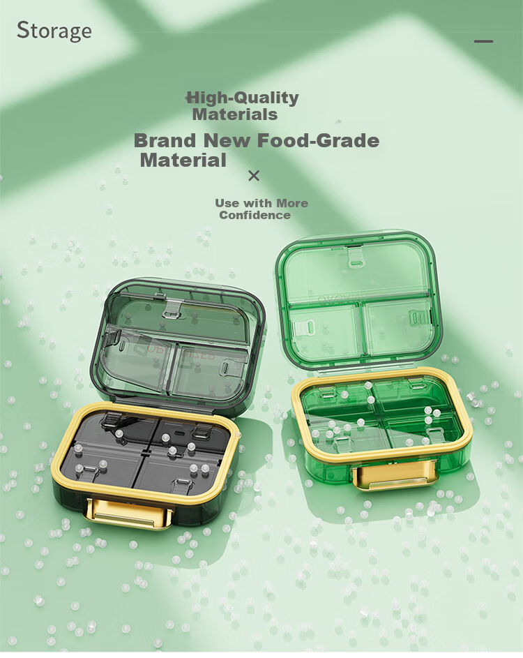 Daisy Leaf Portable Weekly Pill Organizer with Reminder, Large Capacity Green Medicine Box for Seven Days 12