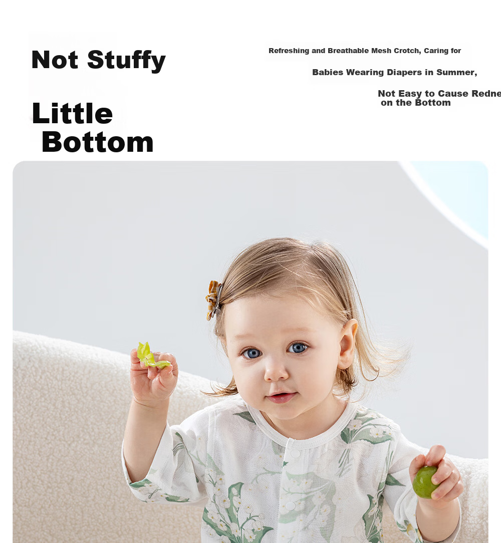 Betis Baby Summer Thin Romper Breathable Mesh Back Seven-Sleeve Air Conditioning Pajamas 11