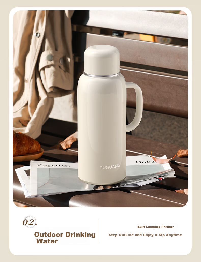 Fuguang Large Capacity Insulated Thermos Flask Stainless Steel Vacuum Water Bottle Portable Outdoor Hot Water Bottle 1200ML 12