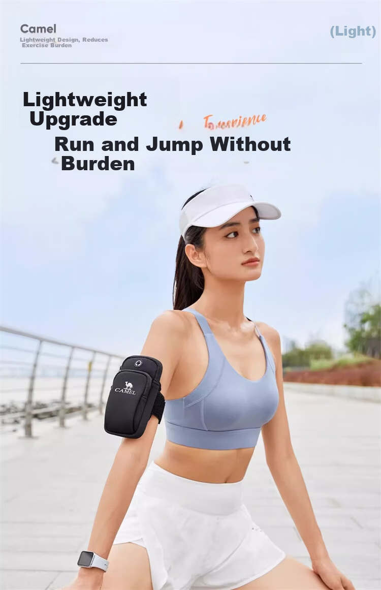 CAMEL Running Armband Phone Holder Unisex Sports Outdoor Wrist Bag Light Gray 7