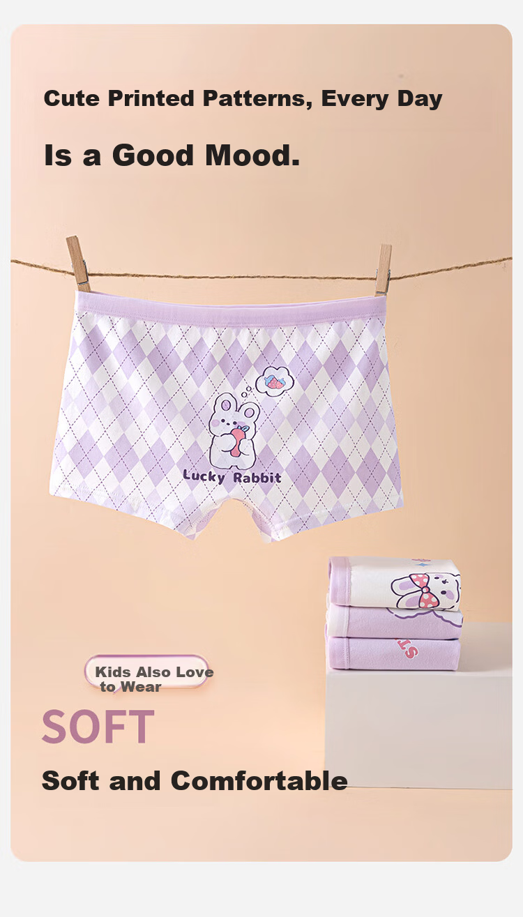 Hodo Girls' Underwear Baby Girls' Boxer Briefs 10A Antibacterial Cotton Comfortable Breathable Baby Underwear 4-Pack 5