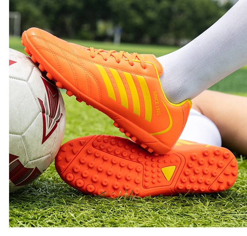 Shuangxing Men's Football Shoes Professional Adult Durable Lightweight Comfortable TF Soccer Cleats White Platinum 41 51
