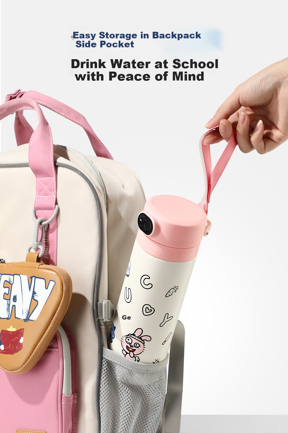 Fuguang Smart Fingerprint Cup, Unlock Password, Children's Thermos Cup, Student 316L Straw Water Bottle, Gift for Boys And Girls 18