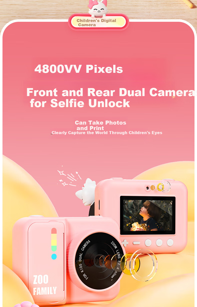 Mengduofu Kids Instant Print Camera Colorful Camera Toy Birthday Gift for Girls Students Age 8-12 7