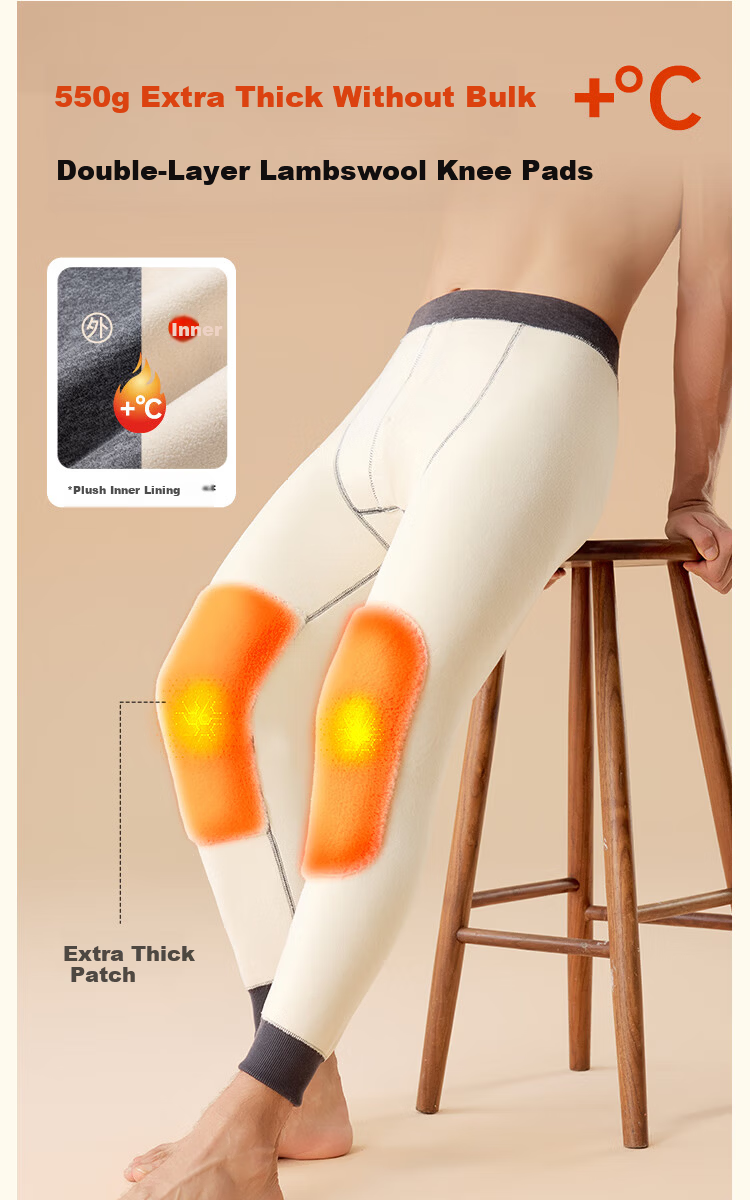 MiiOW Men's Thermal Underwear, Fleece-Lined Warm Long Johns, Cold-Resistant Pants for Autumn And Winter, Base Layer Leggings, Single Pants, Lining Pants 9