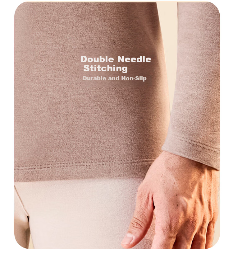 LangSha Plus Size Men's Wool and Silk Autumn Thermal Underwear 10A Antibacterial Warm Base Layer Extra Large Mid-Neck Shirt 10