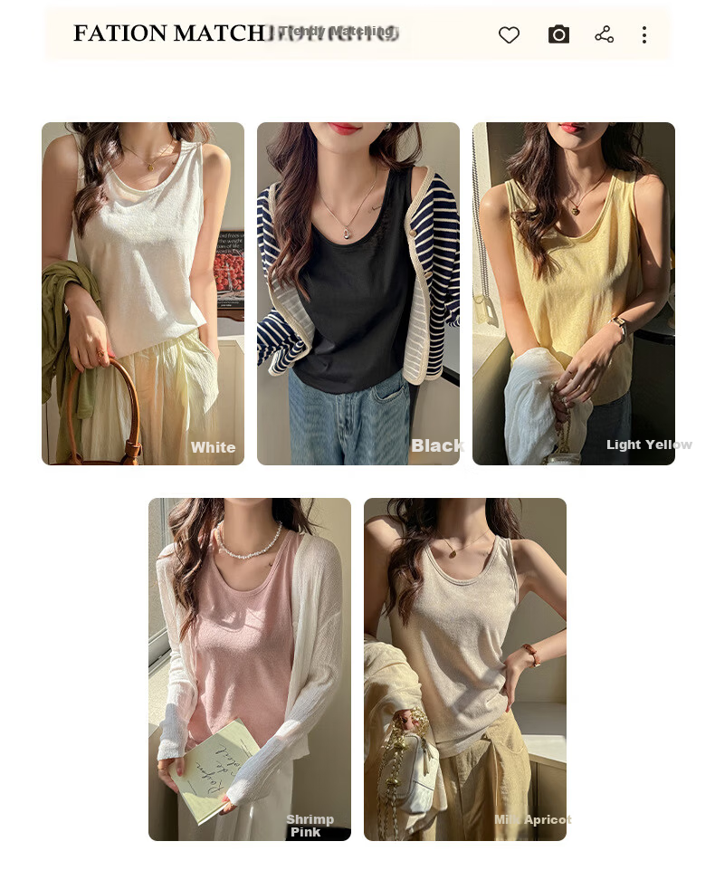 Langsha Loose Fit Women's Vest 2026 New Slimming Outerwear Base Layer Sleeveless Lazy Style Top T-Shirt 8