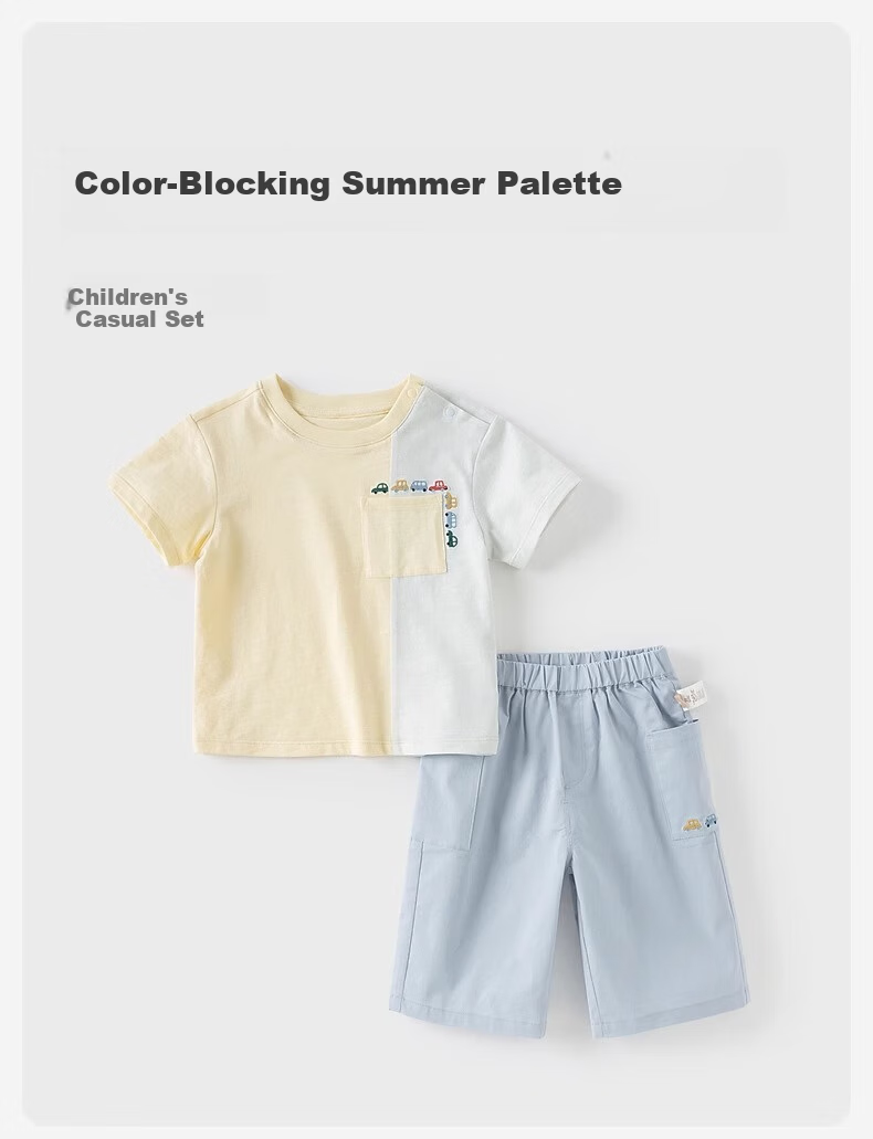 David Bella Kids Summer Set Boys Casual Lightweight Short Sleeve T-Shirt and Capri Pants Two-Piece Set 1