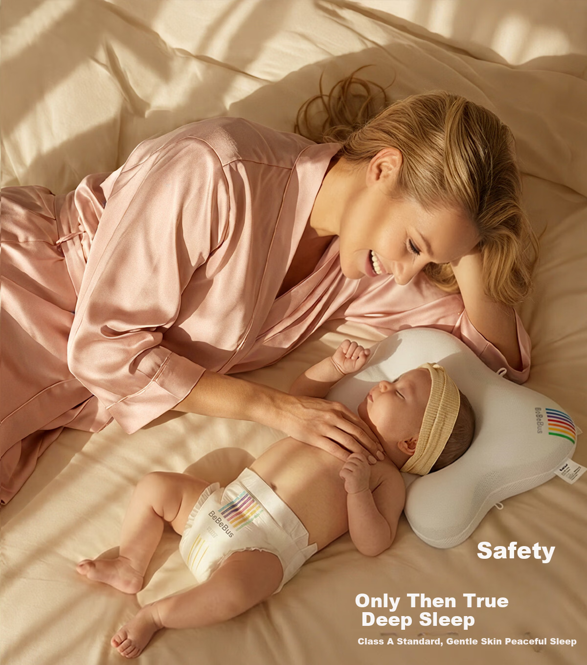 Bebebus Butterfly Baby Shaping Pillow for Round Head Sleep 0-6-12 Months Newborn Head Correction Neck Support Baby Pillow White 28