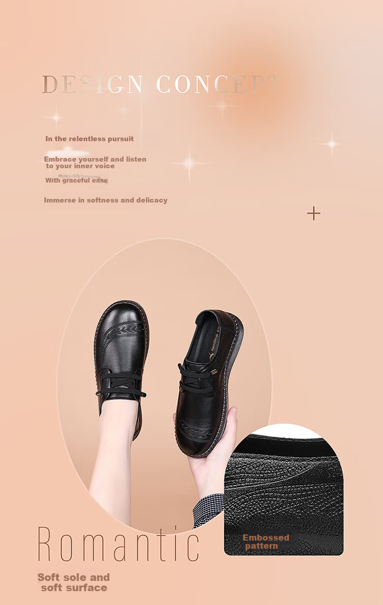 Red Dragonfly Women's Leather Autumn Soft Sole Non-Slip Loafers for Middle-Aged and Elderly WLB354801 Black Size 38 1