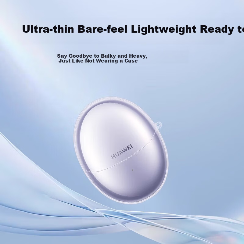 ESCASE Huawei Freebuds 6 Protective Case Bluetooth Earphone Silicone Storage Box Soft Shell Full Coverage Drop-Proof Ultra-Thin Transparent Minimalist + Lanyard 2