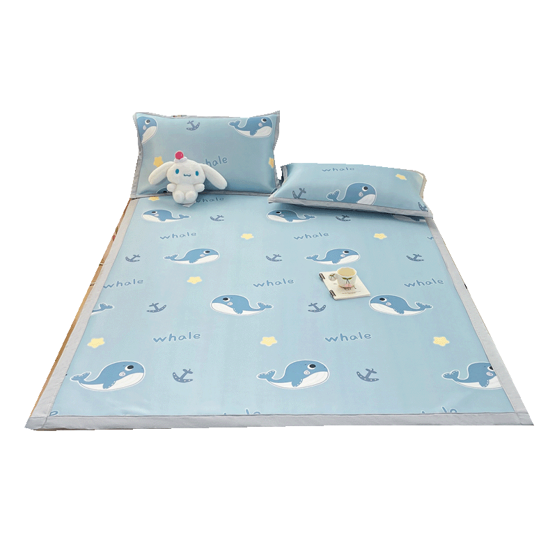 Hongdou Class A Ice Silk Cooling Mat Summer Air Conditioning Mat Foldable Machine Washable Soft Mat 1.5*2m Little Whale