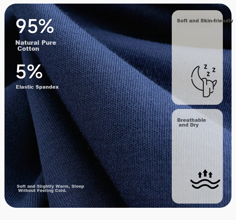 Autumndeer Ultra Soft Pure Cotton Antibacterial Pajamas Women Autumn Long Sleeve Couples Men's Homewear Set Dark Navy Blue Men 2XL 7