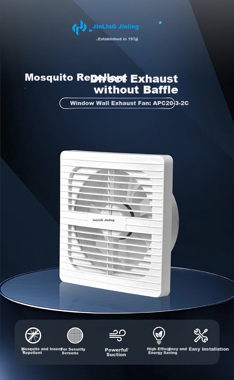 JINLING Window Wall Exhaust Fan with Anti-Theft and Mosquito Net, 8-Inch Direct Ventilation Bathroom Kitchen Ventilator 20-2C 3