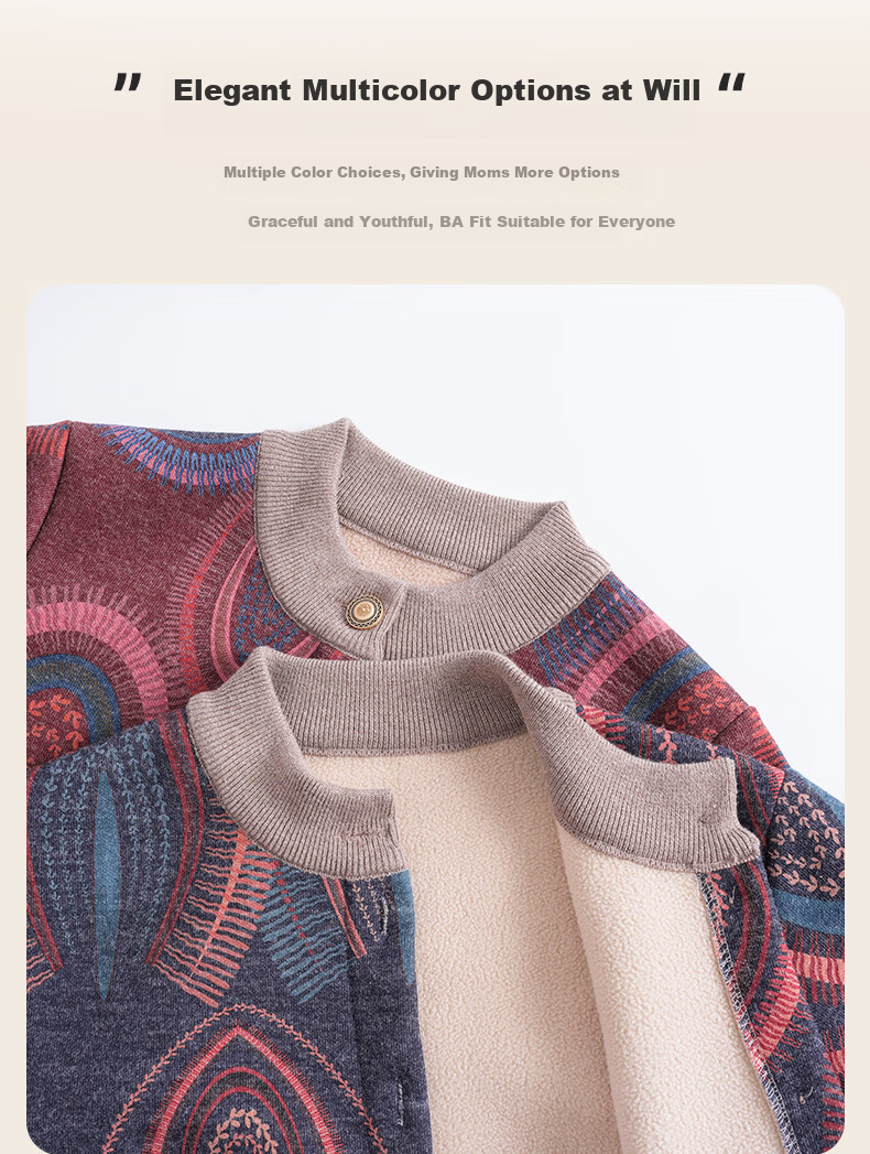 Fengxiao Mama Winter Jacket 2025 New Middle-aged Women's Knitted Top Elderly Autumn Winter Fleece Cardigan Sweater 2