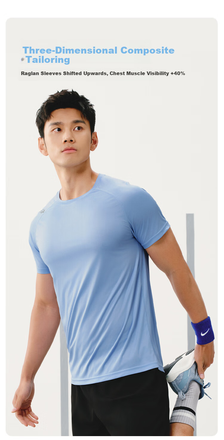 JD Original [100 Ultra-Light Quick-Dry] Sports T-Shirt, Summer Outdoor Running Fitness Short Sleeve for Men, Phantom Green 2.0, 3XL 16