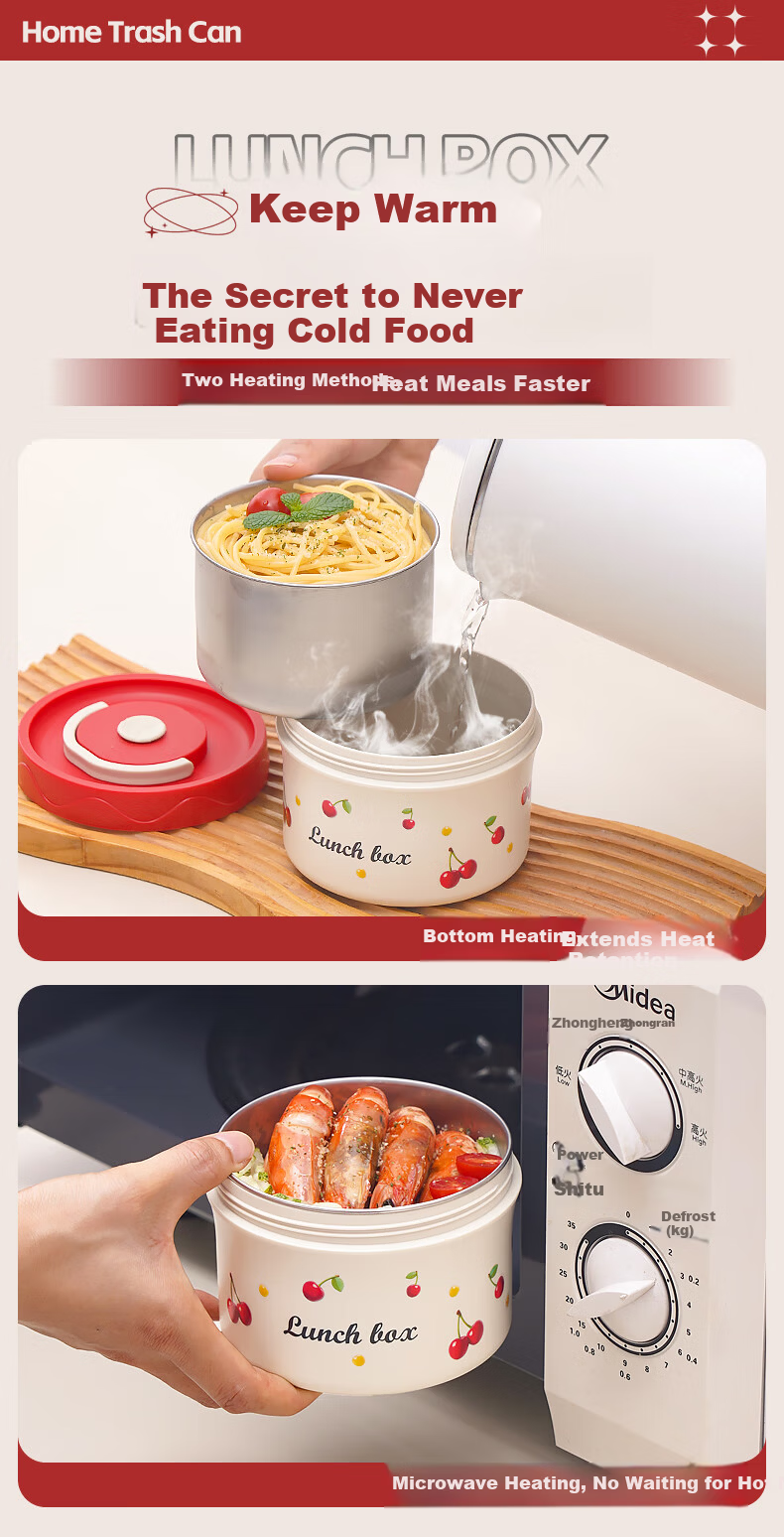 PAKCHOICE Insulated Lunch Box for Office Workers, 316 Stainless Steel Microwaveable Multi-layer Portable Bento Box for Students 7