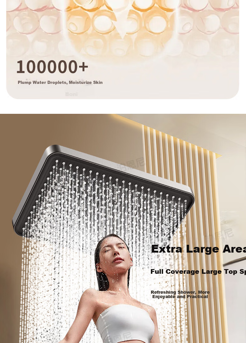 BOONEN Integrated Shower Set with Pressure Boosting, Smart Thermostatic Control, Spray Gun Faucet, Complete Bathroom Shower System 11