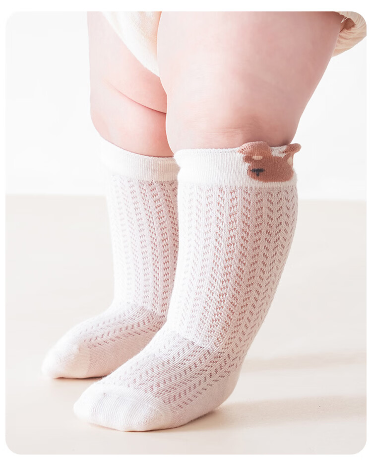 9i9 Baby Socks Mesh Summer Thin A-Class Anti-Mosquito Seamless Combed Cotton Mid-Calf Socks 3 Pairs for 1-3 Years Old Children 3