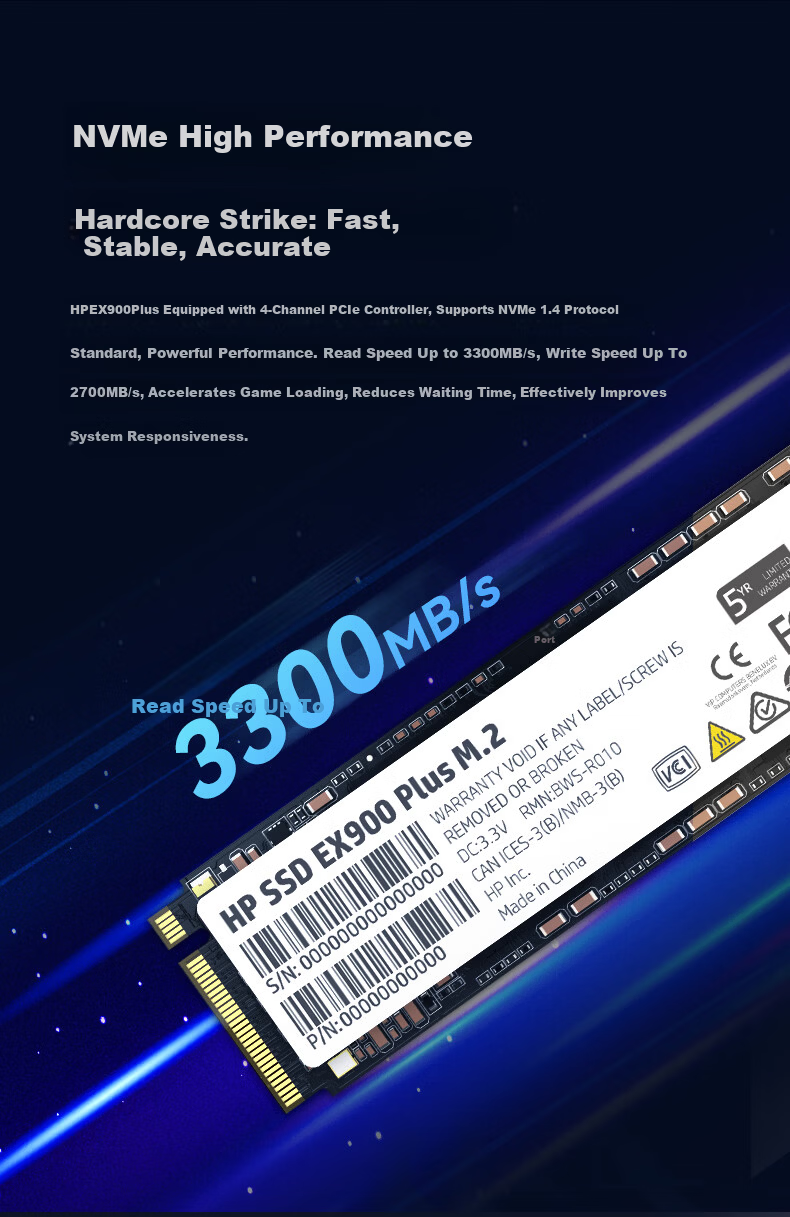 HP 512GB SSD M.2 NVMe EX900 Plus Series (Gaming Upgrade Edition) 3