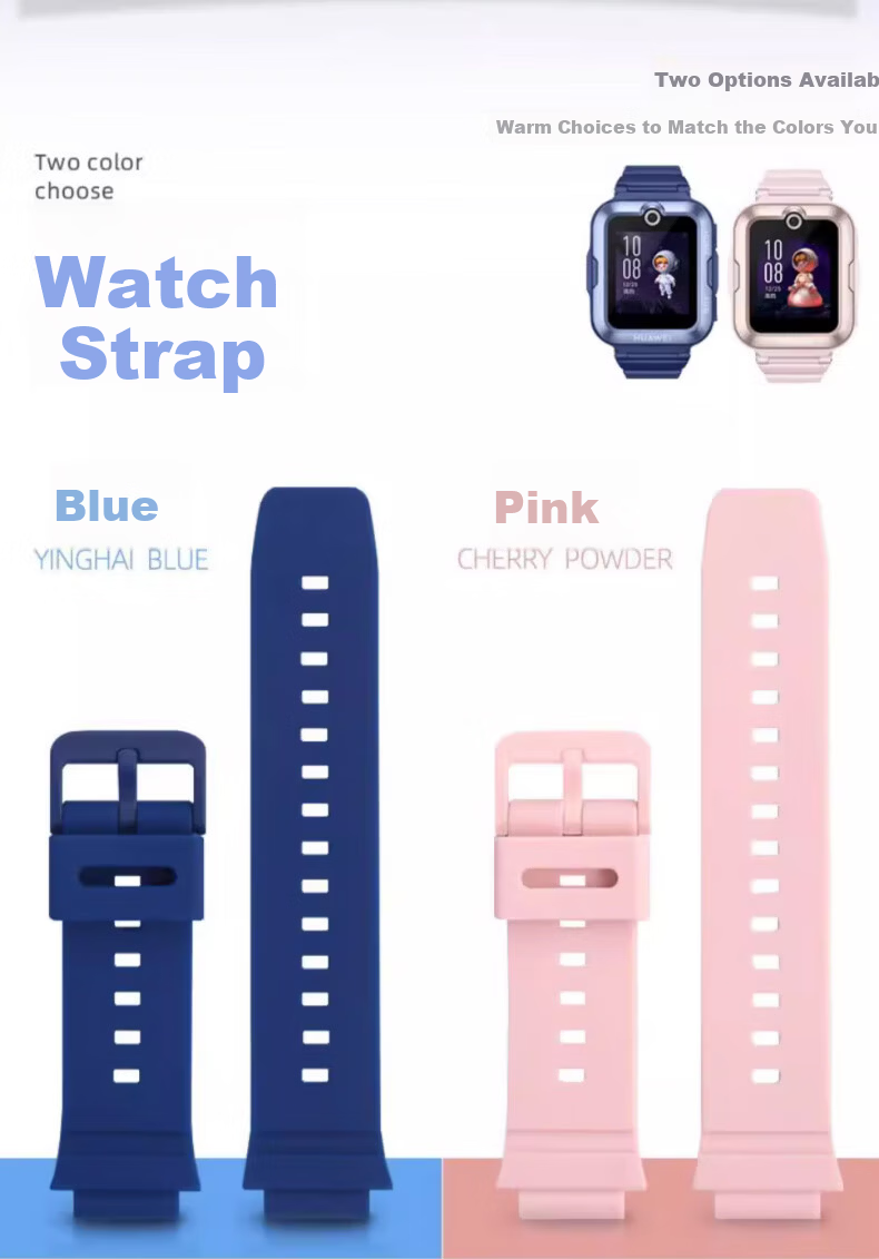 Langling [Skin-friendly Waterproof] Silicone Replacement Strap for Huawei Children’s Phone Watch 4 Pro 5 ASN-AL10, Shockproof and Wear-resistant, Pink 2