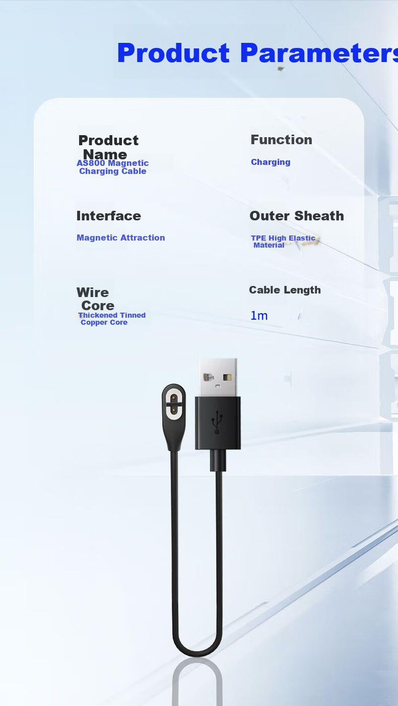 Trendsetter Magnetic Charging Cable for Shokz AS800/OpenRun Pro/S810/S803/ASC100/102 Bone Conduction Earphones Charger Power Cable 5