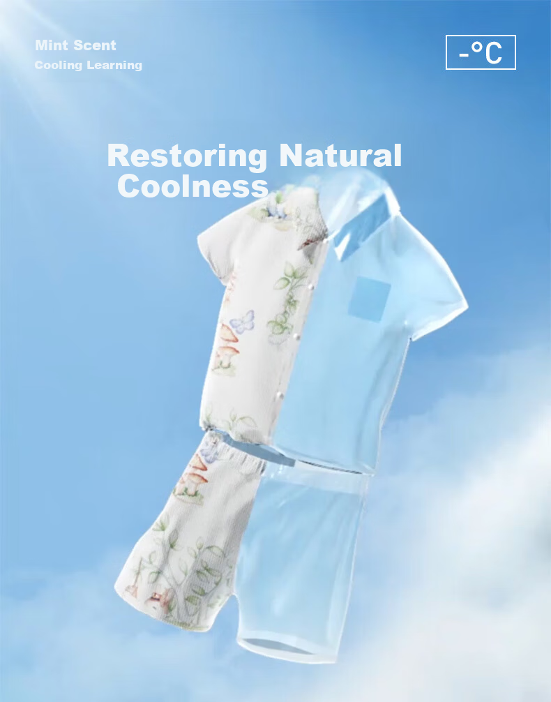 Beitaisi Children's Pajamas, Breathable New Home Wear Set, Thin Cool-Feeling Baby Summer Short-Sleeve Clothes 3