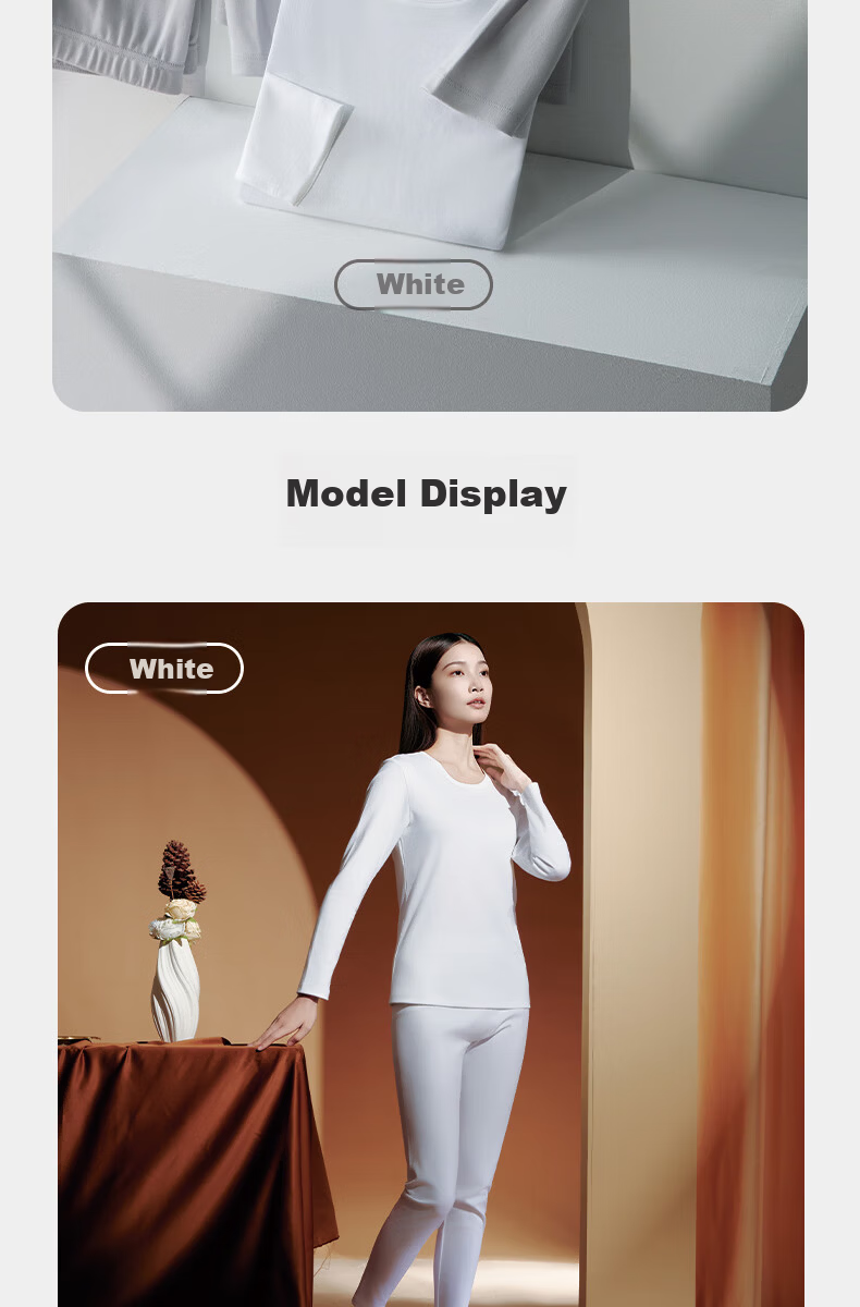 Yiershuang [80s 100% Pure Cotton] Premium Thermal Underwear Set for Women, Crew Neck Autumn Top and Bottom Gift Box Set 19