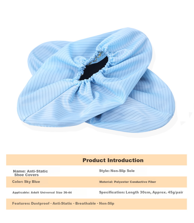 Pinzhide Anti-Static Shoe Covers 5 Pairs Pack Laboratory Hospital Dust-Free Workshop Foot Covers Thickened Non-Slip Sole Washable Reusable Gray 2