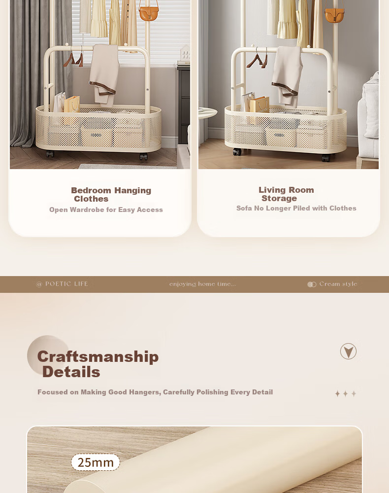 Sannoyilin Floor Standing Coat Rack Bedroom Home Portable Clothes Hanger Indoor Clothes Rack Bedside Clothes Rack 60cm White 12