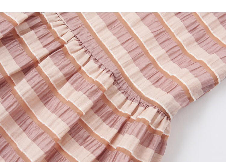 Demana [Lyocell] Summer Vintage Wrinkled Striped Ruffle Loose Slimming Concealing Dress for Women High-End Feel 17