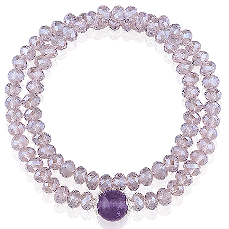 Aji Bean Women's Bracelet Fashion Trendy Simple Versatile Crystal Double Layer Stacking New Chinese Style National Wind Hand Chain