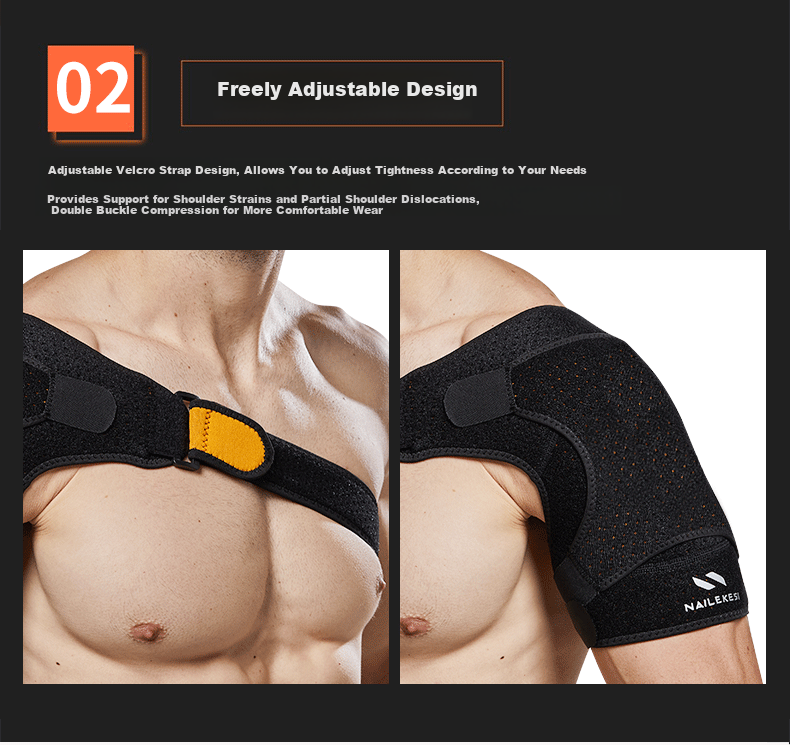 NAILEKESI N Sports Shoulder Support Shoulder Periarthritis Protective Sleeve Injury Fixation Adjustable Breathable Compression Brace for Fitness Training 6