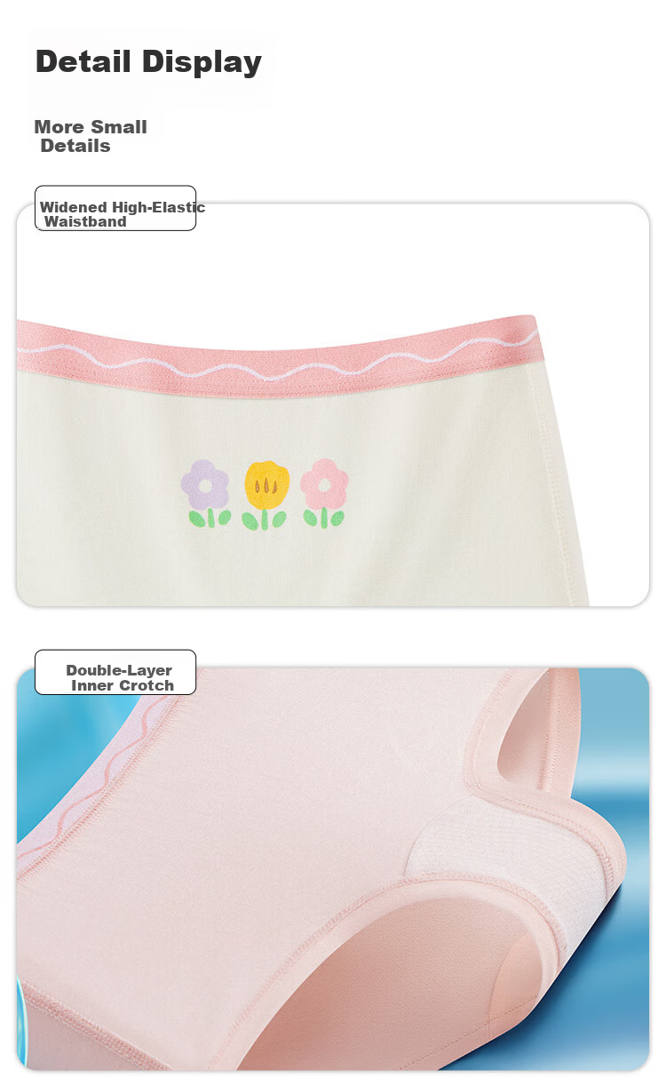 Hodo Kids Cotton Antibacterial Underwear 4-Pack Unisex Shorts Huapan Yu 130 6