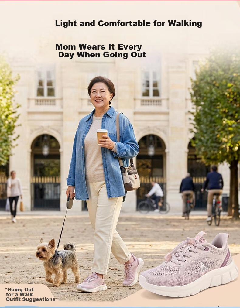 Zulijian Elderly Women's Shoes Lightweight Breathable Comfortable Walking Shoes Outdoor Sports Casual Shoes 9063 Black 38 2