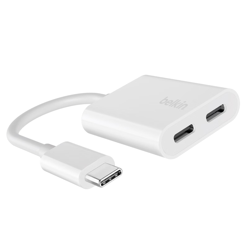 BELKIN Type-C Expansion Dock, One-To Adapter, 60W Charging Splitter, Mobile UBS-C Expansion, Car Expansion Dock, Compatible with Triangular F7U081 White