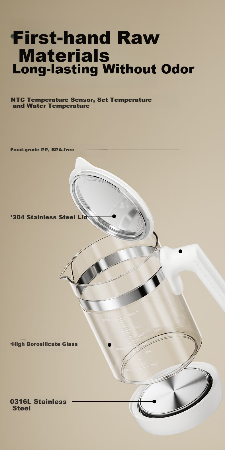 Iicobear Thermostatic Kettle Baby Milk Warmer Formula Maker Insulated Water Boiler Heating Kettle Health Pot 6
