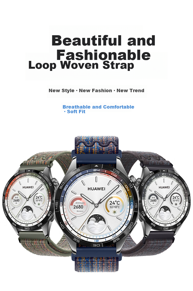 Xiaopijiang Nylon Loop Watch Strap Compatible with Huawei GT6/GT5 Pro/GT4/3 Pro, Watch5/Watch4 Pro/3, Honor, Xiaomi Watch Bands 1