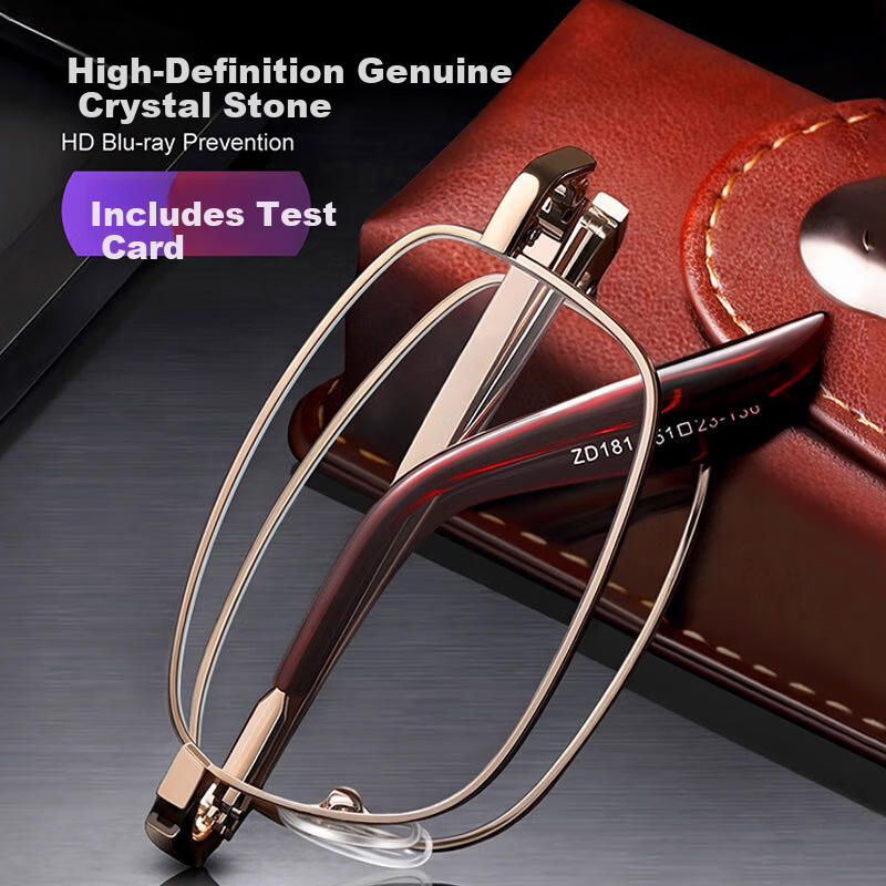 LESCA LUNETIER Premium Natural Crystal Reading Glasses Foldable Portable HD Presbyopia Glasses for Men and Women Authentic Back to School