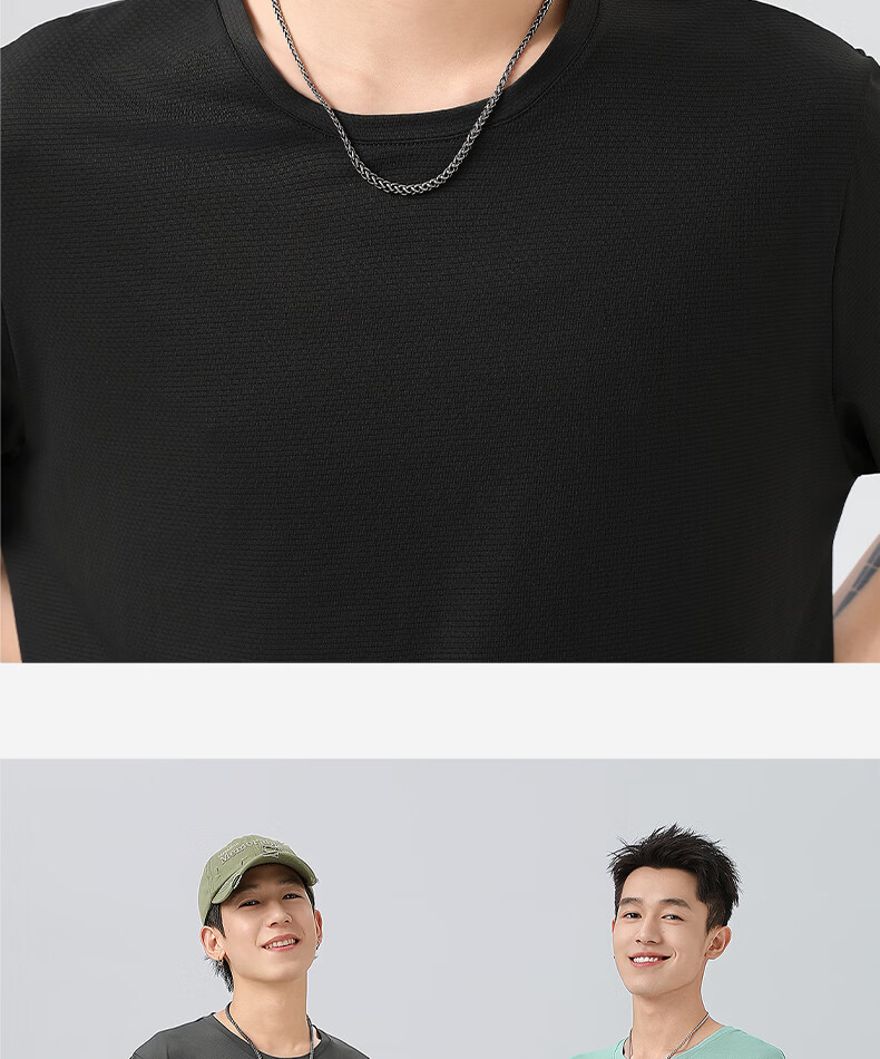Warrior Short-Sleeve Men's Summer Outdoor Sports Sun Protection T-Shirt, Cool And Breathable Ice Silk Quick-Dry Tee, Black, 4XL 11