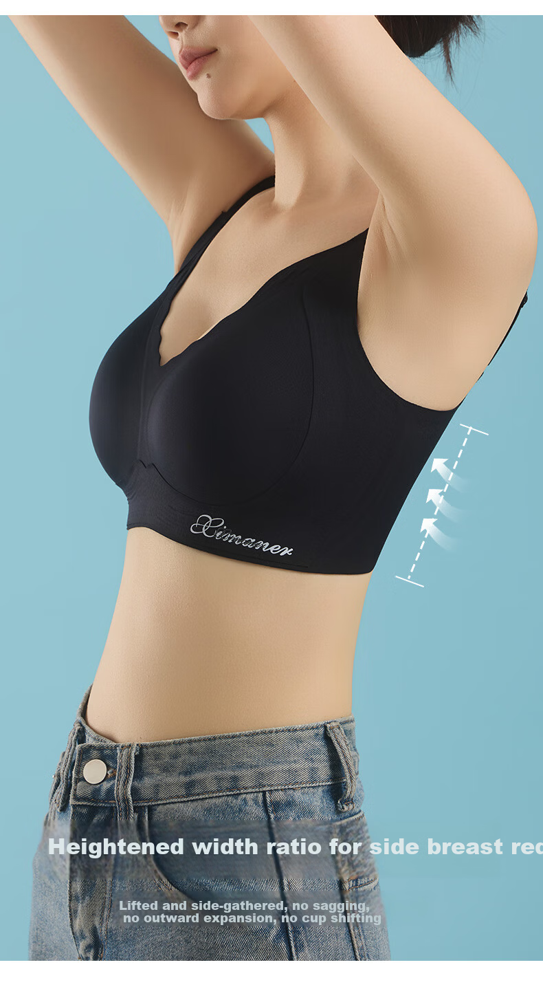 GRACEWELL Seamless Wireless Bra for Women Large Cup Minimizing Lift Push-Up Anti-Sagging Thin Pink Foundation Bra 5