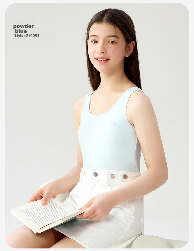 Jiusuiban Girls' Development Vest with Chest Pad, Anti-Outline Cotton Underwear for Ages 12-15, Middle School Student Bra Top 14