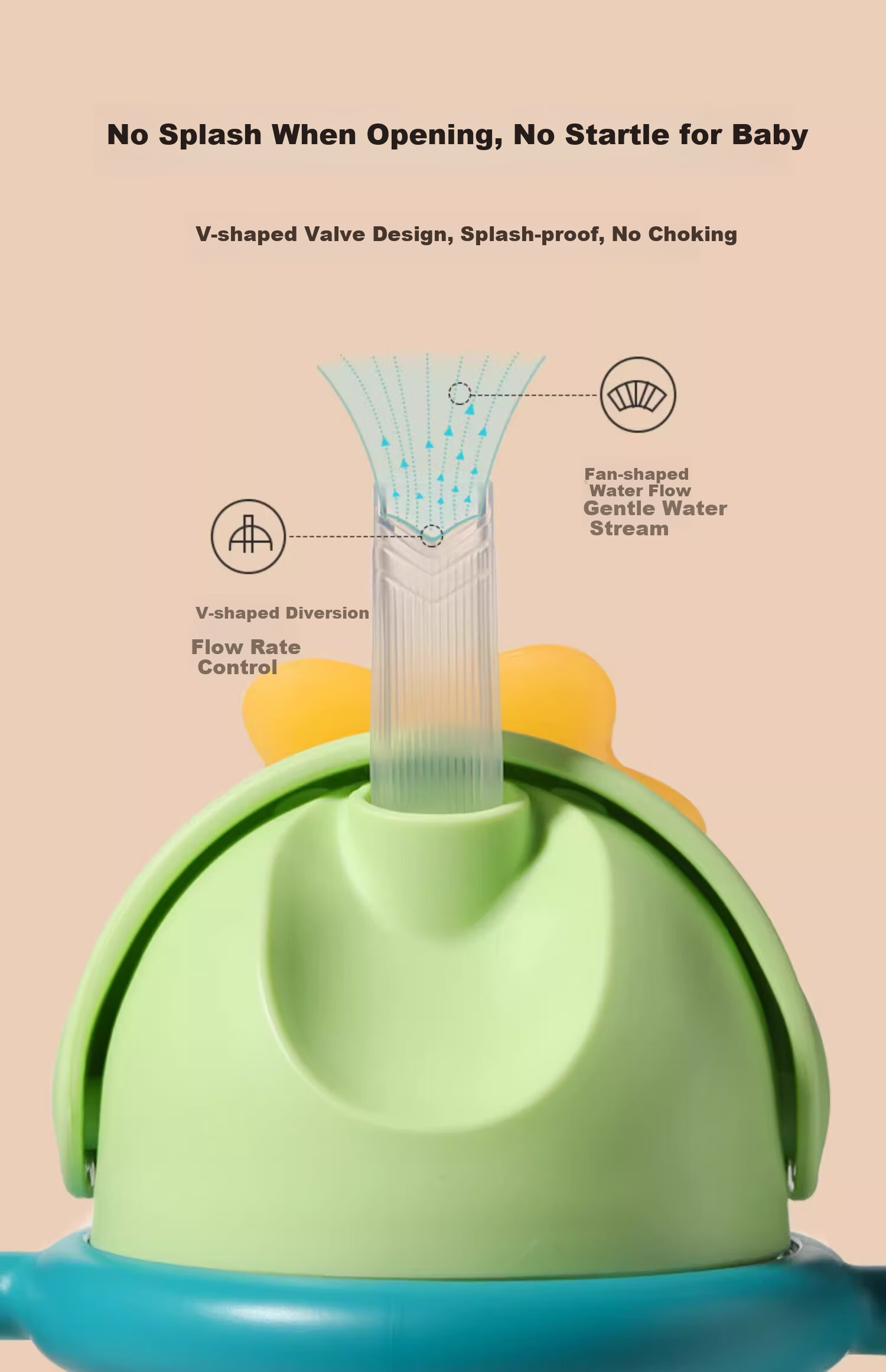 Babi Elephant PPSU Children's Water Bottle Primary School Straw Cup with Handle and Strap 360ml Peach Rabbit 2