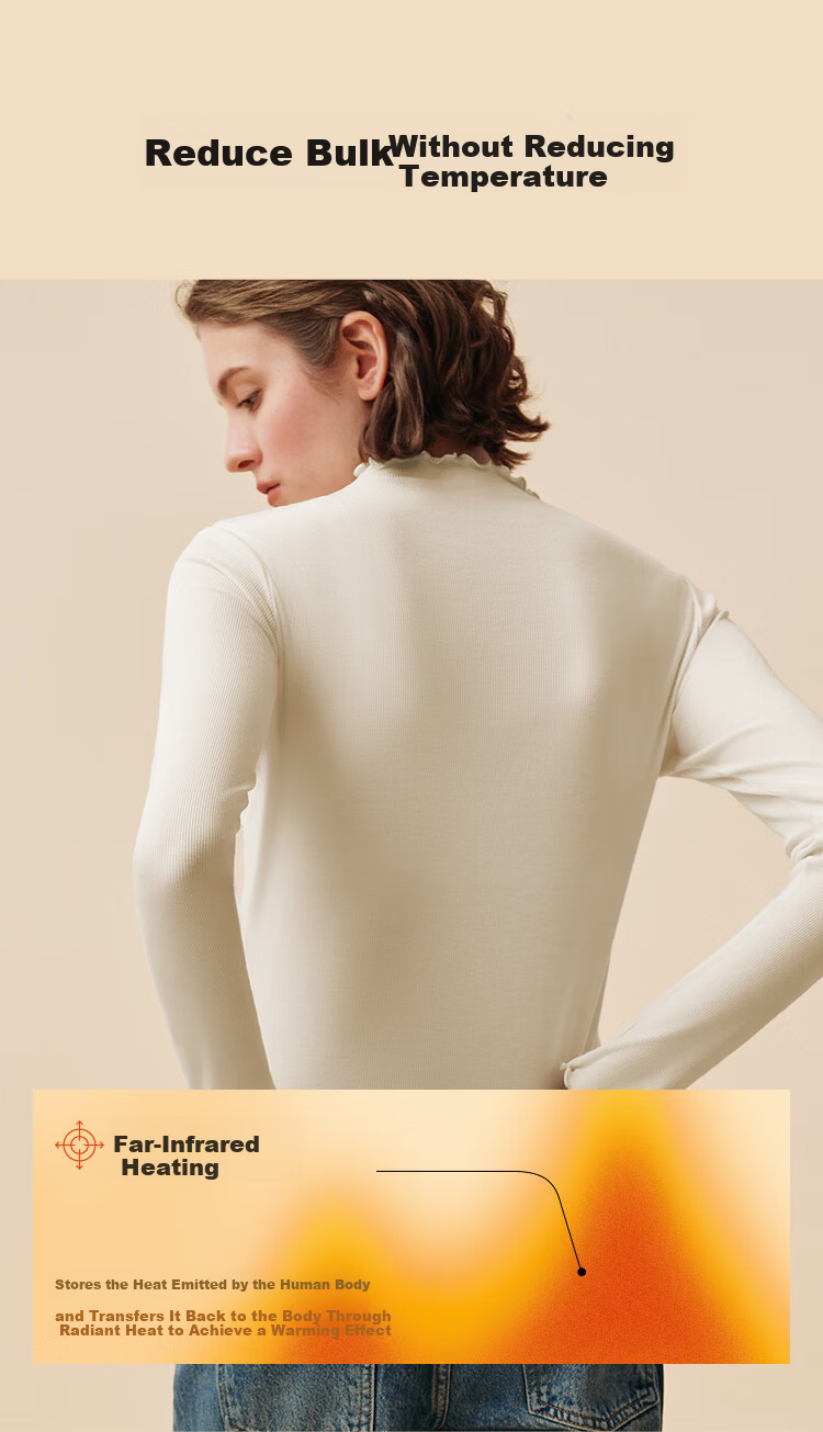 Ubras New Ruffled Edge Down and Silk Blend Wool Warm Jacket for Women Autumn Winter Base Layer Cream White XL 4