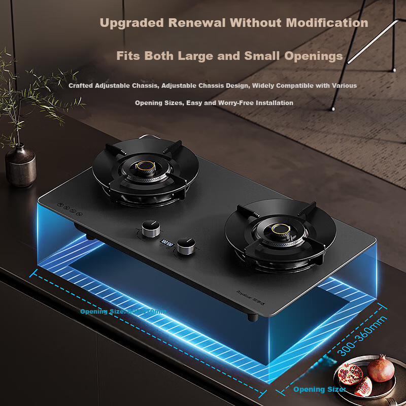 Royalstar Gas Stove Liquefied Gas Double Burner Built-in 5.0kW High Flame Dual-Side Timer Matte Glass Gas Cooktop 70% Thermal Efficiency JZY-C604YS-1