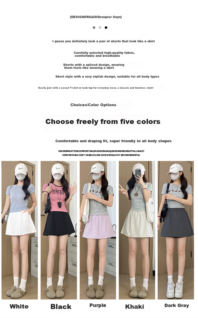 LangSha Ice Silk Shorts for Women, Summer 2025 New Style Yamamoto Cargo Skort, Casual Thin Loose Wide-Leg Sports Knee-Length Shorts 2