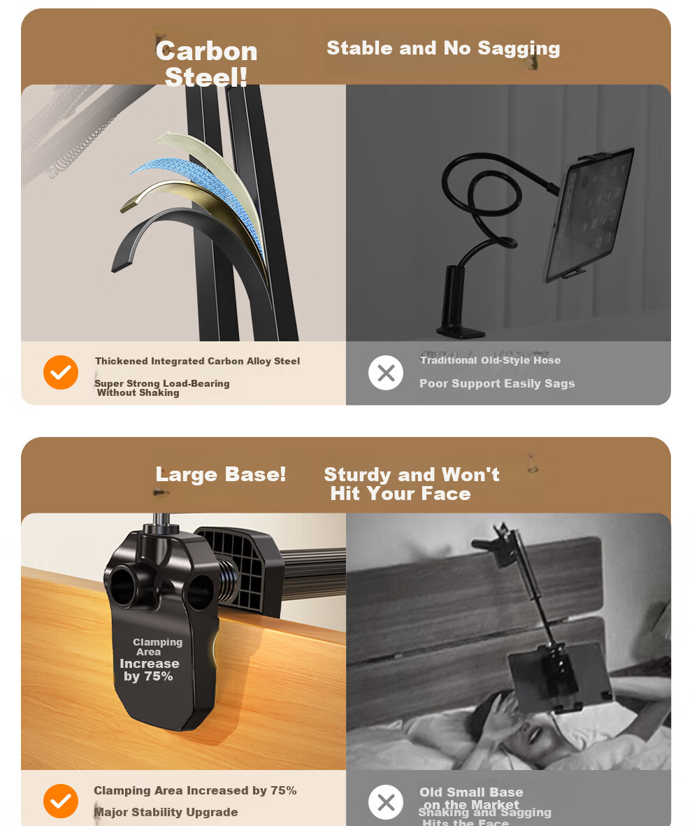 Xiaotian Tablet Stand Bedside Lazy Phone Holder Desktop Cantilever iPad Stand Dorm Bed Lying Drama Watching Tool Live Streaming Multi-Functional Stand Switch Universal Clip 5