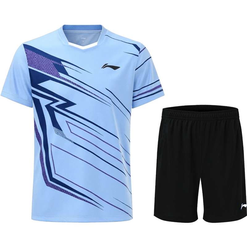 LI-NING Unisex Badminton Short Sleeve Match Set Two-Piece Club Series Sports Teamwear L