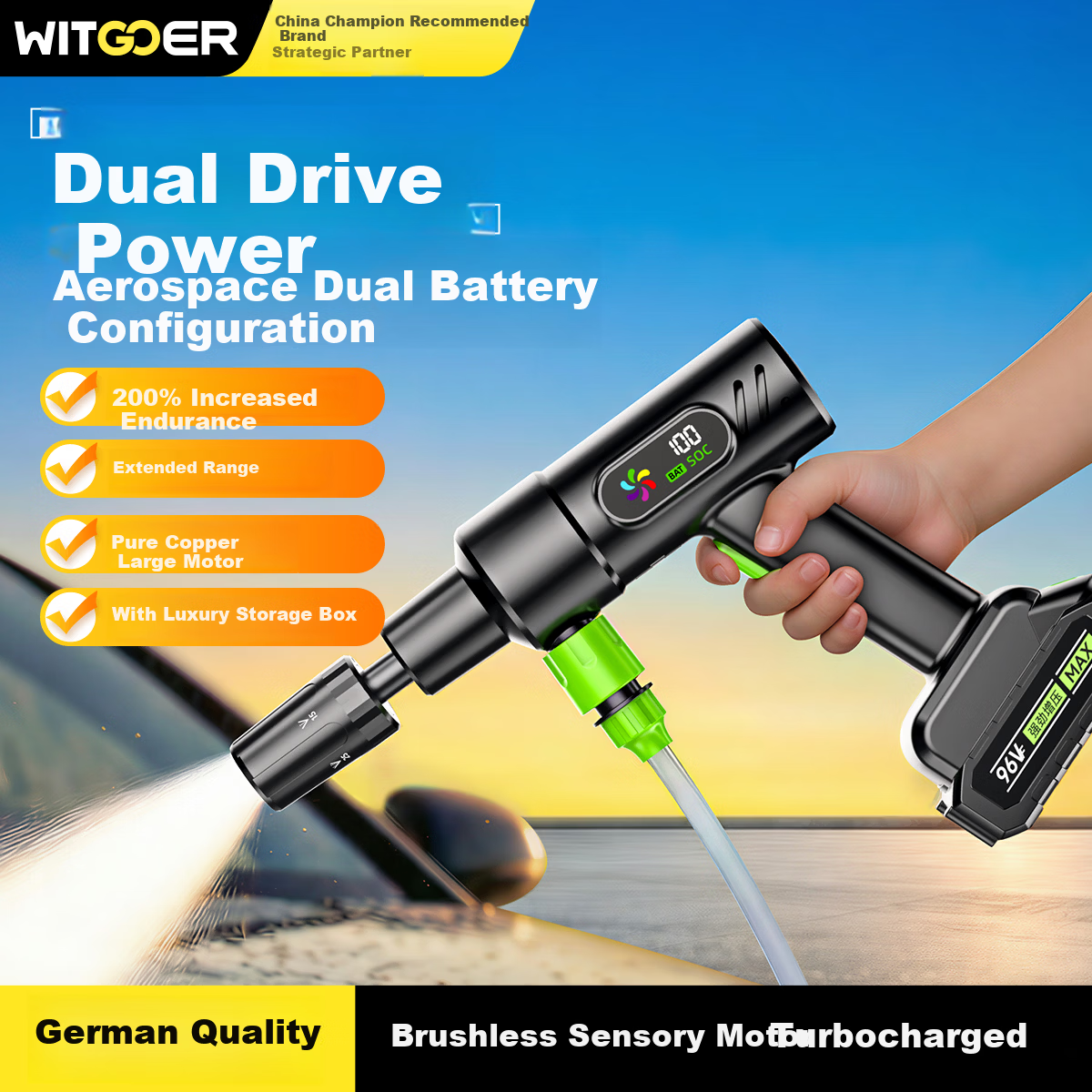 WITGOER High-Pressure Automatic Water Suction Car Washer Self-Priming Tap Water Connection Powerful Car Wash Machine Large Capacity for Car Wash Shops